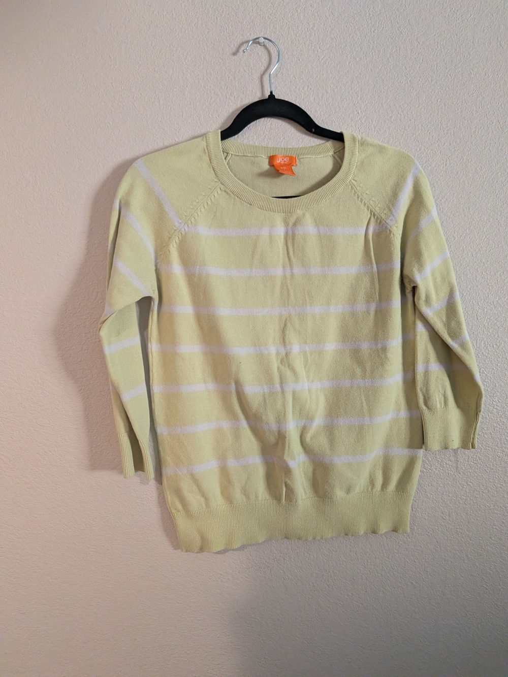 fresh Pale Yellow and White Striped Crewneck Sweater